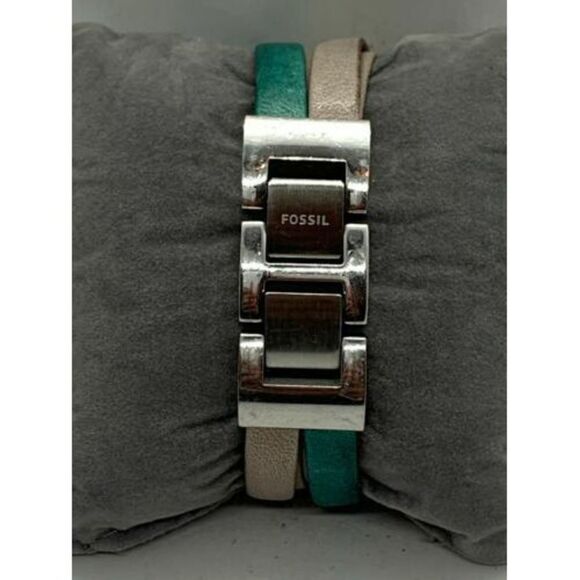 Fossil ES3224 Women's Watch Analog White Dial Beige Teal Leather Band 32mm D386 - Picture 4 of 9